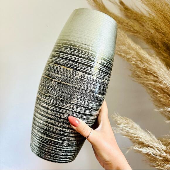 2 Silver Grey Gray Black Floral Flower Tall Vase Kitchen Gadget Storage Display - Picture 8 of 11